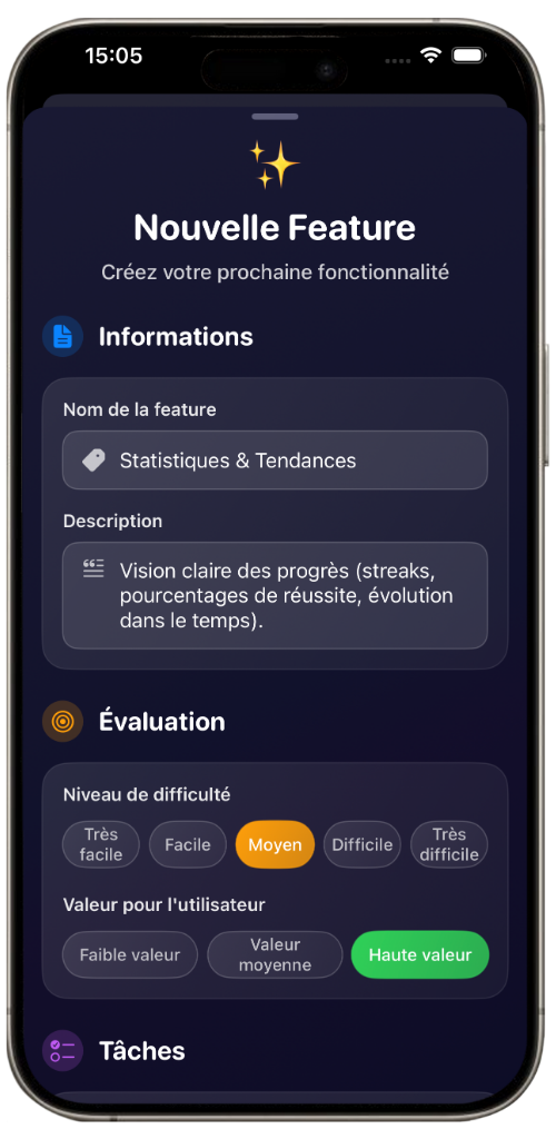 Création d'une nouvelle feature